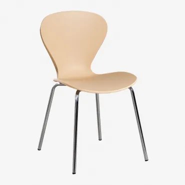 Set Van 4 Stapelbare Eetkamerstoelen Uit Bruin - Tarwe & Grijs – Chroom - Sklum