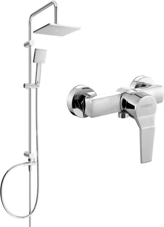 Mexen Tord opbouw douche set met regendouche en Caro douchkraan, chroom - 746640200-00