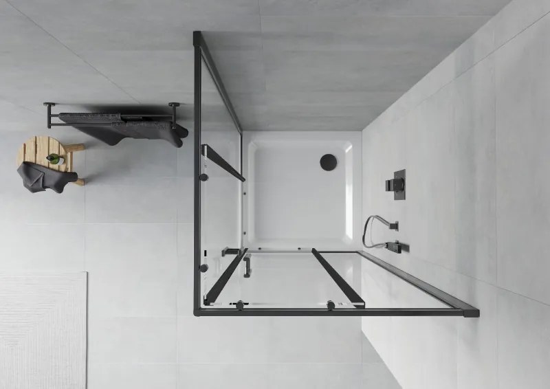 Mexen Rio vierkante douchecabine 90 x 90 cm, transparant, zwart + Flat douchebak, wit - 860-090-090-70-00-4010B