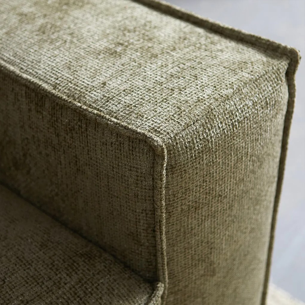 PEPP Interiors River Moderne Hoekbank Groene Stof Ottoman Links Idesin Majestic 607