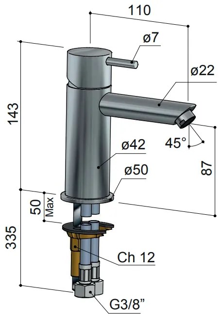 Hotbath Cobber Wastafelkraan Gepolijst Messing CB003S