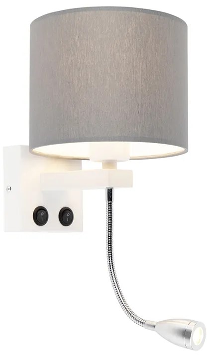 Moderne wandlamp wit met grijze kap - Brescia