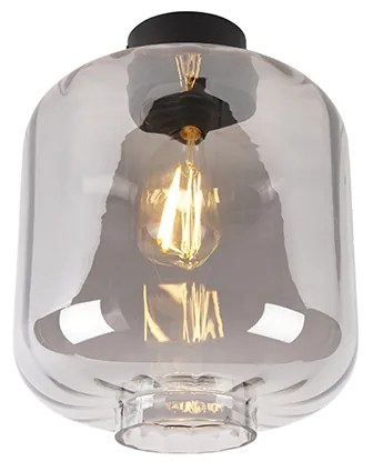 Design plafondlamp zwart met smoke glas - Qara