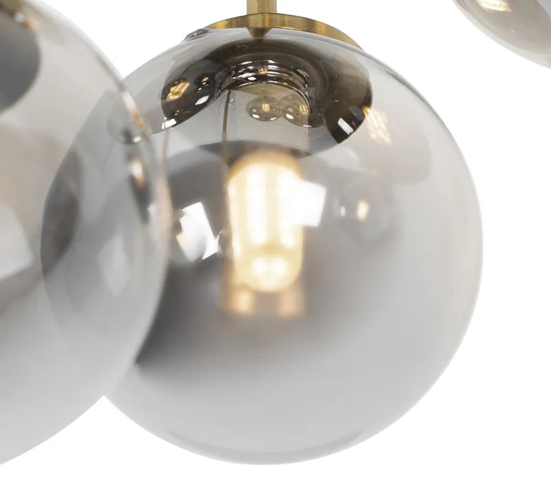 Smart plafondlamp goud met smoke glas 9-lichts incl. 9 Wifi G9 - Athens Modern G9 bol / globe / rond vierkant Binnenverlichting Lamp