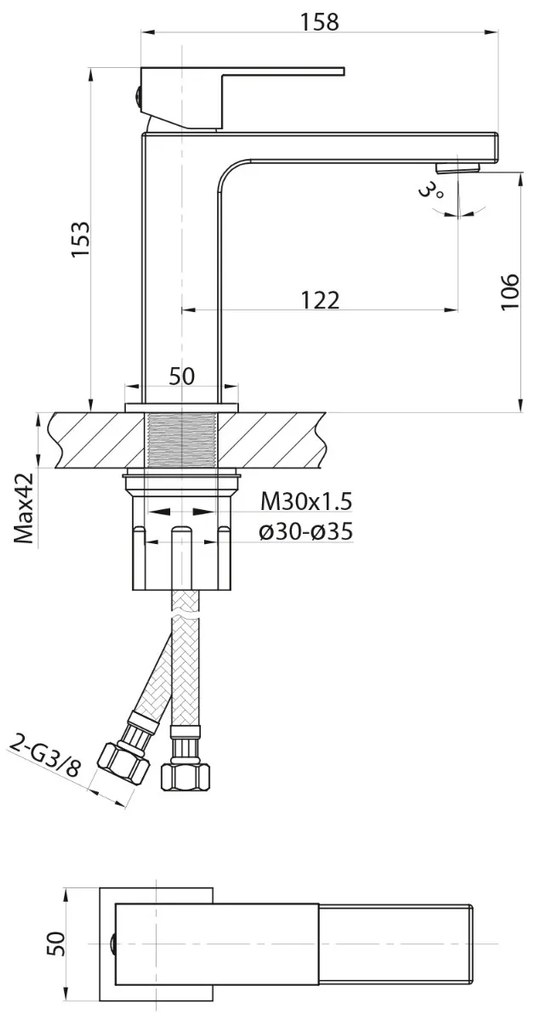 Sapho Cubemix wastafelkraan 15cm zwart mat