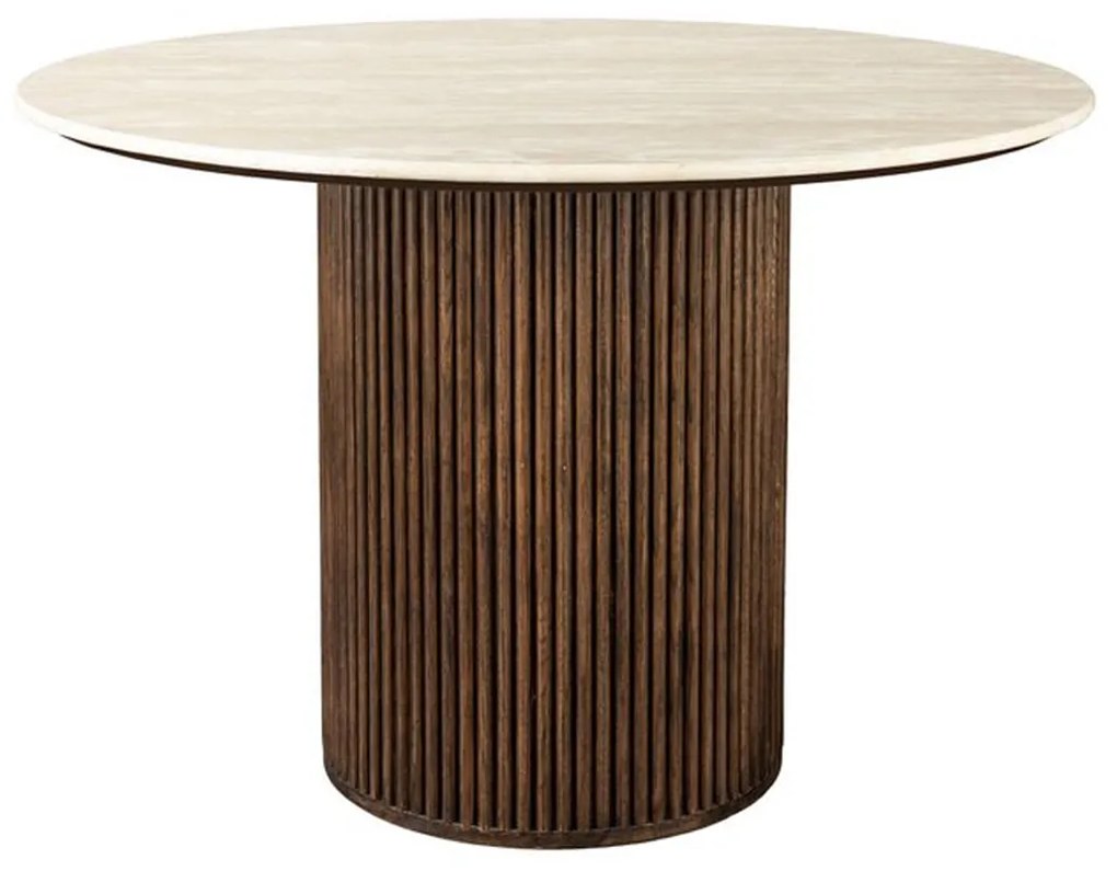 Dutchbone Arda Ronde Eettafel Travertin Walnoot - 115 X 115cm.