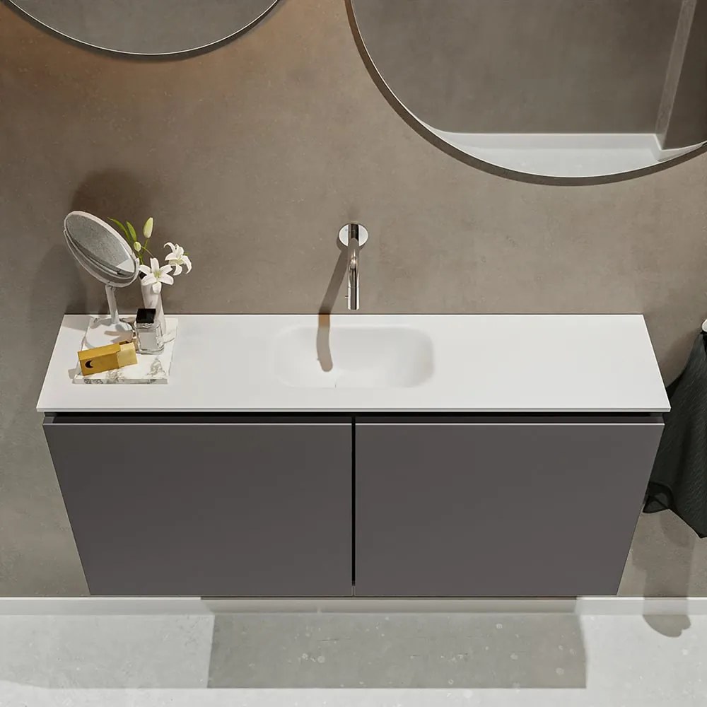 Mondiaz Ture 100cm toiletmeubel dark grey met wastafel talc midden geen kraangat