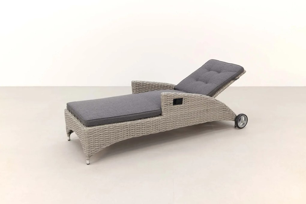 Wicker ligbed met wielen - Buffalo - white grey