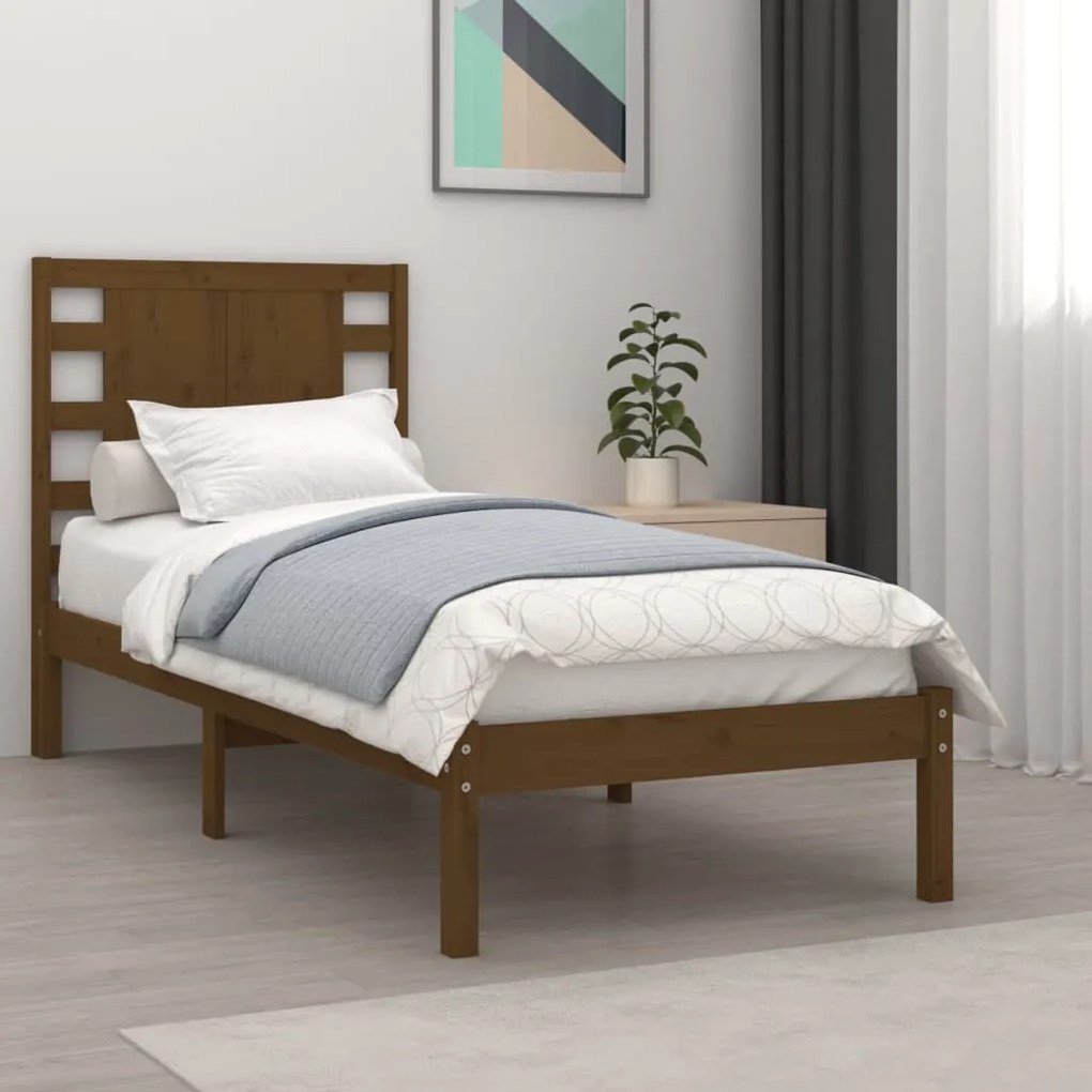 vidaXL Bedframe massief hout honingbruin 75x190 cm 2FT6 Small Single