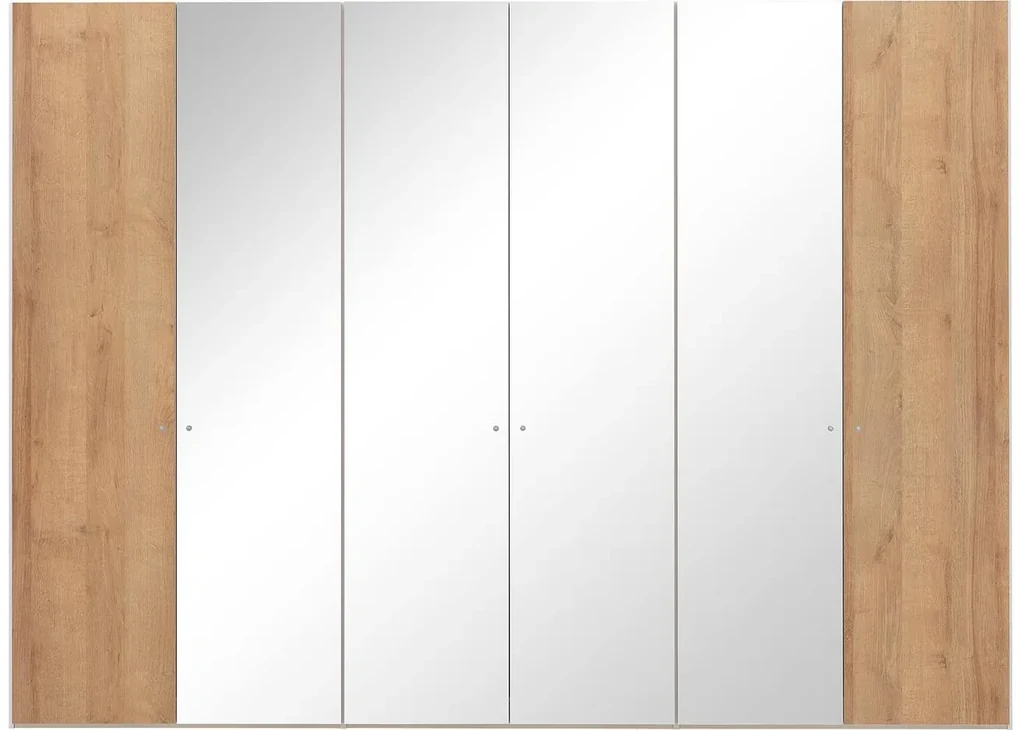 Goossens Kledingkast Easy Storage Ddk, Kledingkast 304 cm breed, 220 cm hoog, 2x draaideur en 4x spiegel draaideur midden