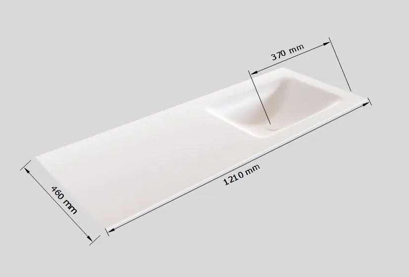 Zaro Valencia Solid Surface badmeubel 120cm mat wit zonder kraangat spoelbak rechts