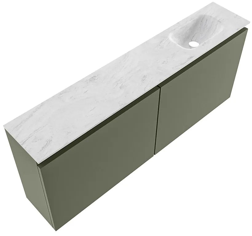 Mondiaz Ture DLux toiletmeubel 120cm army met wastafel opalo rechts zonder kraangat