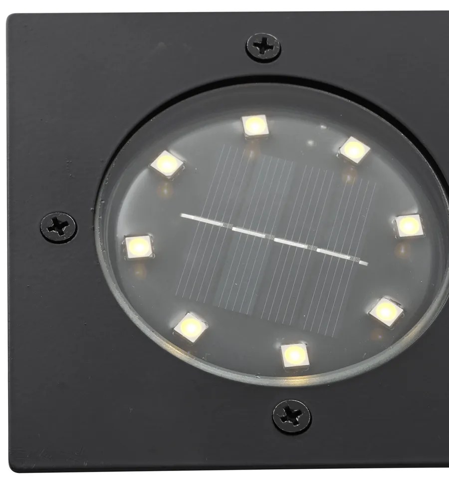 Buitenlamp Set van 6 grondspots zwart vierkant incl. LED IP65 solar - Terry Modern IP65 Buitenverlichting