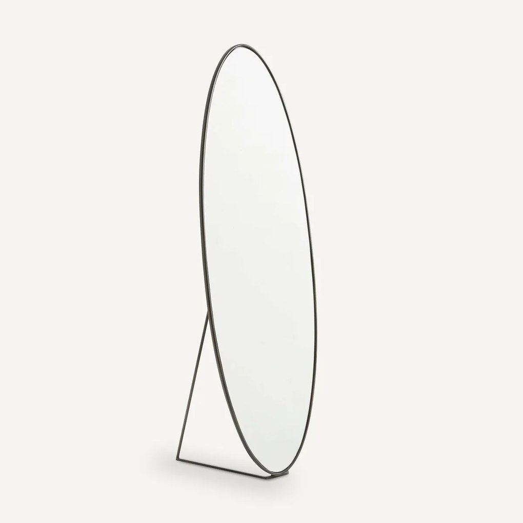 Ovalen spiegel op voet in metaal ijzer, H170cm, Koban