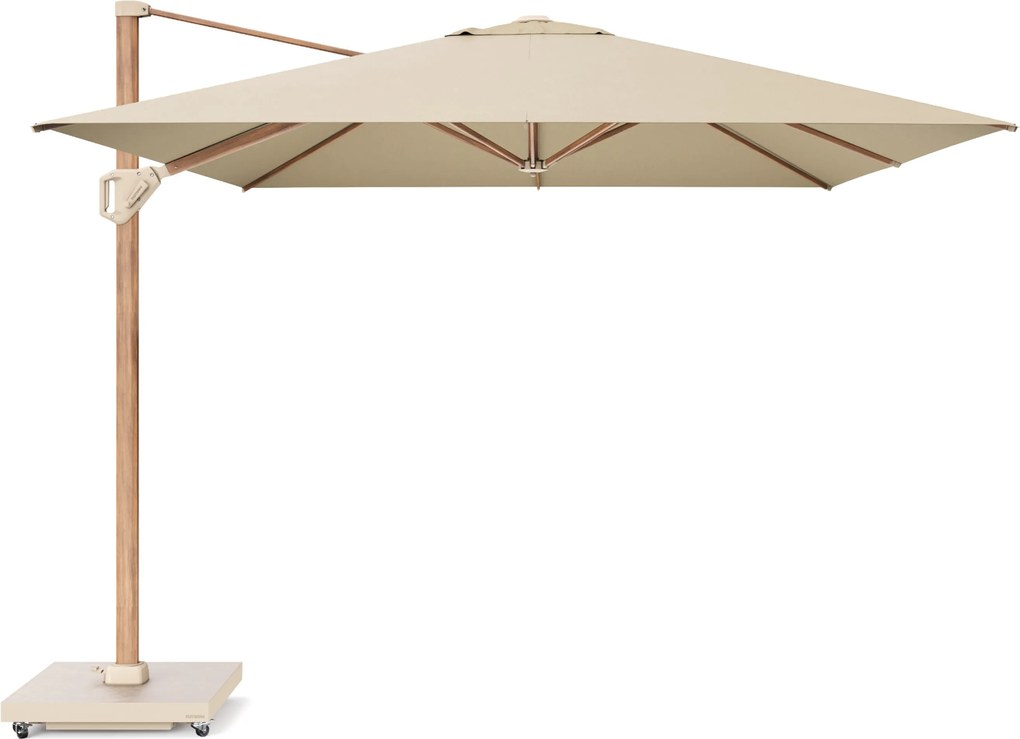 Platinum Challenger zweefparasol 4x3m T1 premium (excl. voet) teak look frame/Champagne