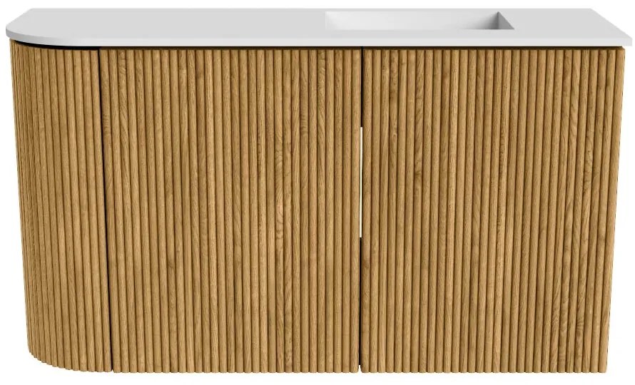 Mondiaz Joya 70cm toiletmeubel ronding links oak met wastafel faye rechts 1 kraangat talc
