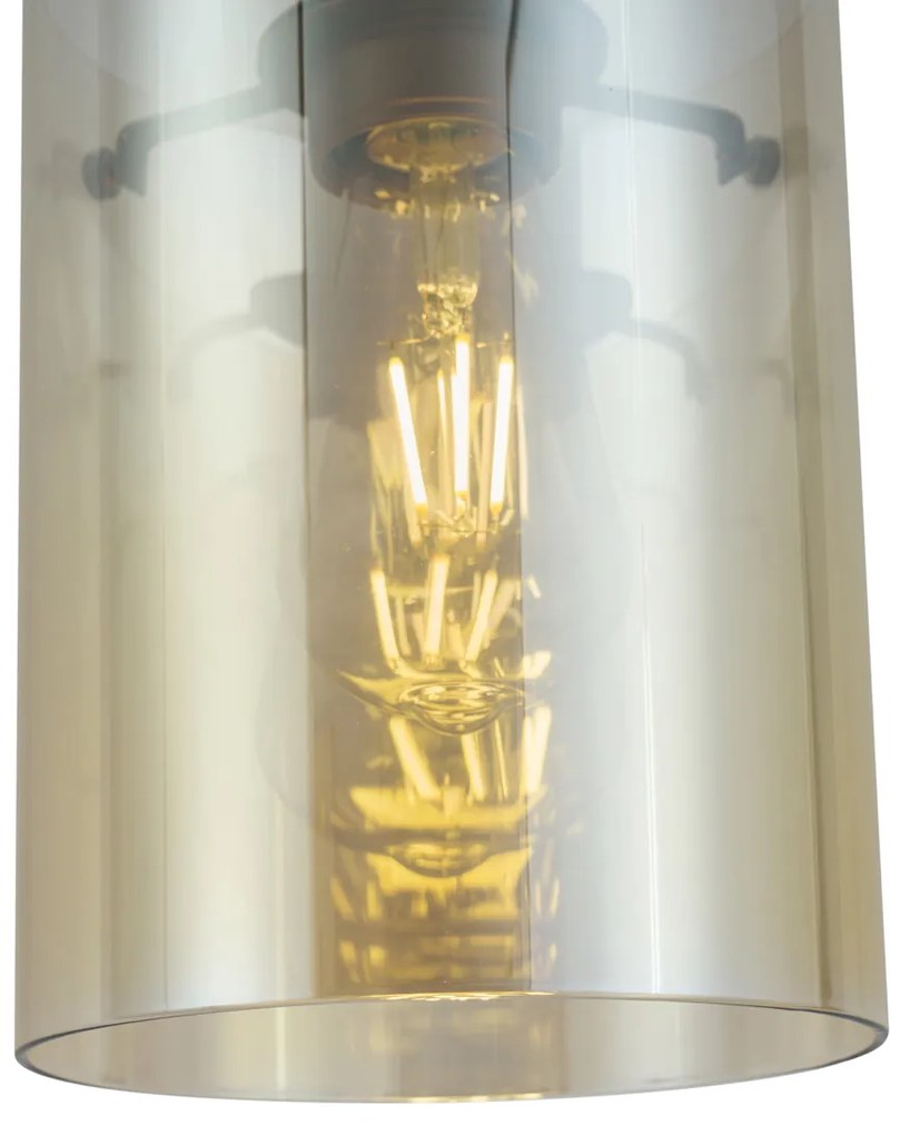 Moderne spot donker brons met amber glas voor railsysteem 1-fase - Iconic Dome