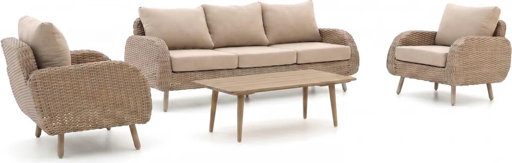 + 15% kassakorting | Hoek loungeset Intenso  | 5 personen | Loungeset Beige | Hoekbank Wicker (vlechtwerk) | Kees Smit Tuinmeubelen