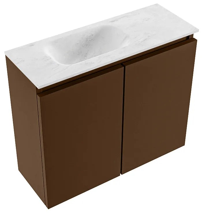 Mondiaz Ture DLux toiletmeubel 60cm rust met wastafel opalo links met kraangat