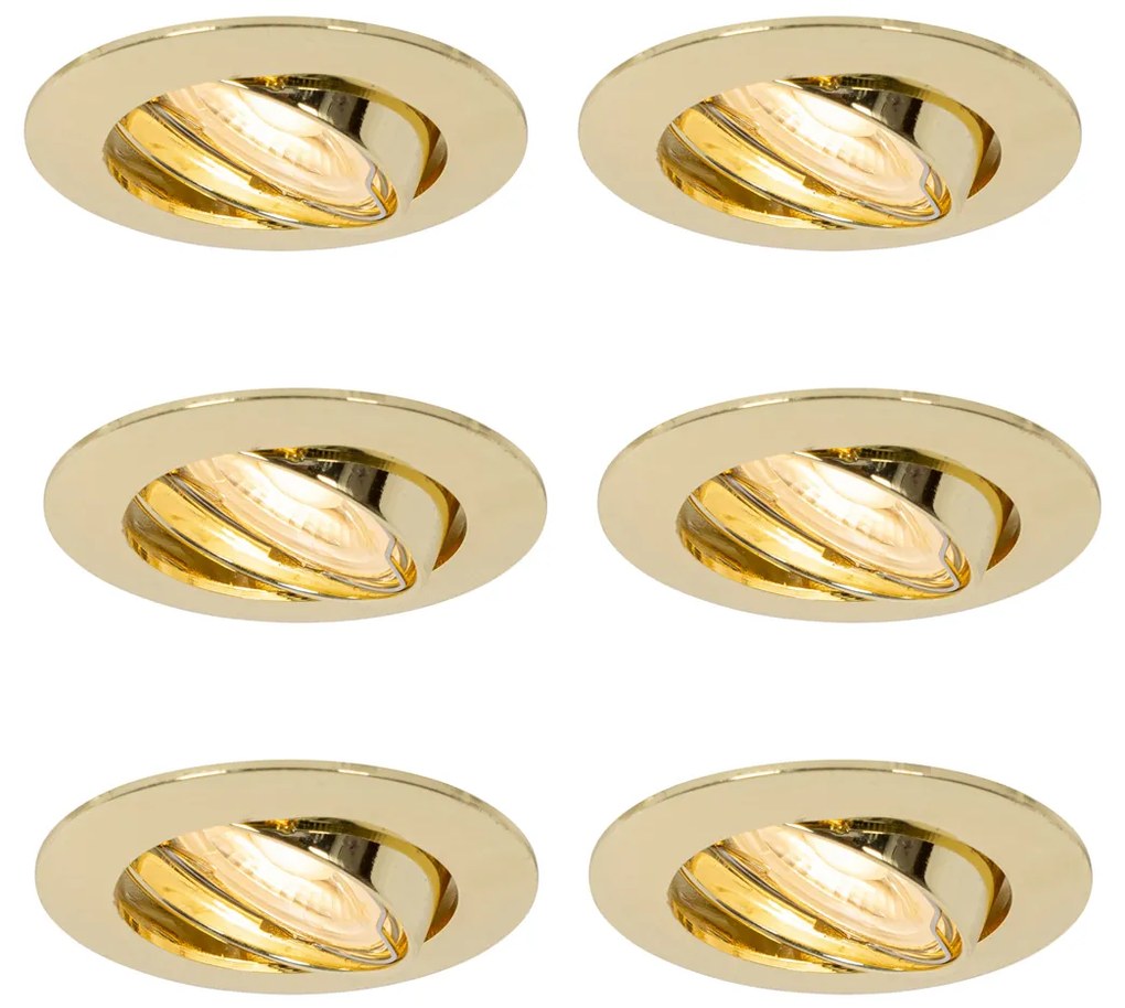 Set van 6 inbouwspots messing GU10 35mm - Edu