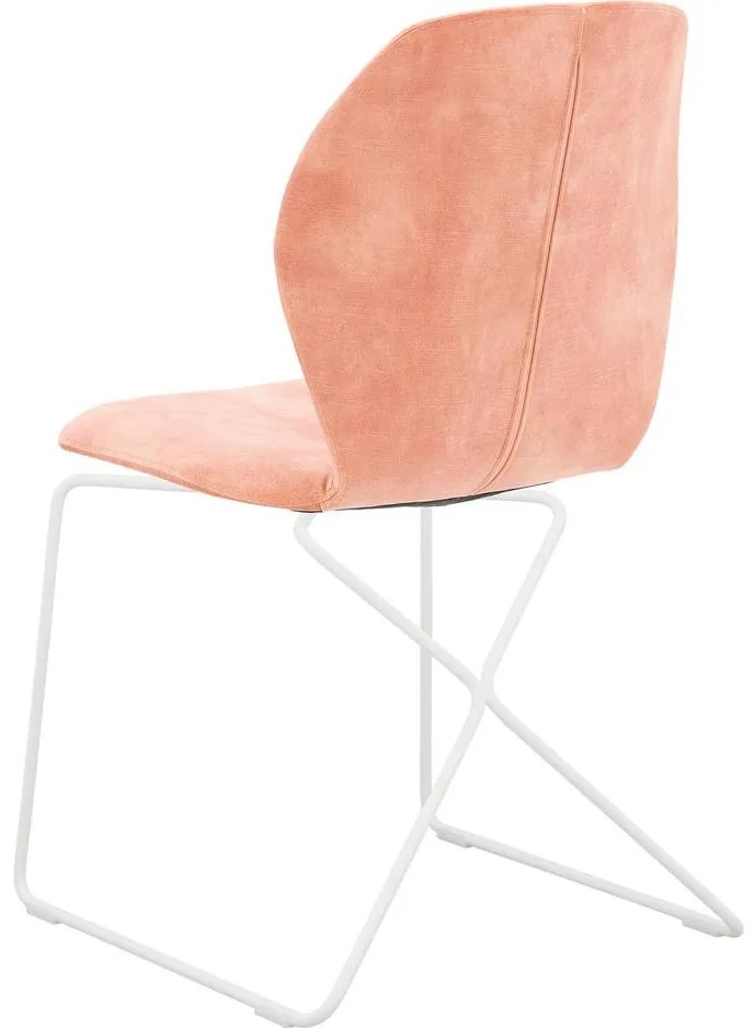 Goossens Excellent Eetkamerstoel Manzini roze velvet stof leuning, modern design