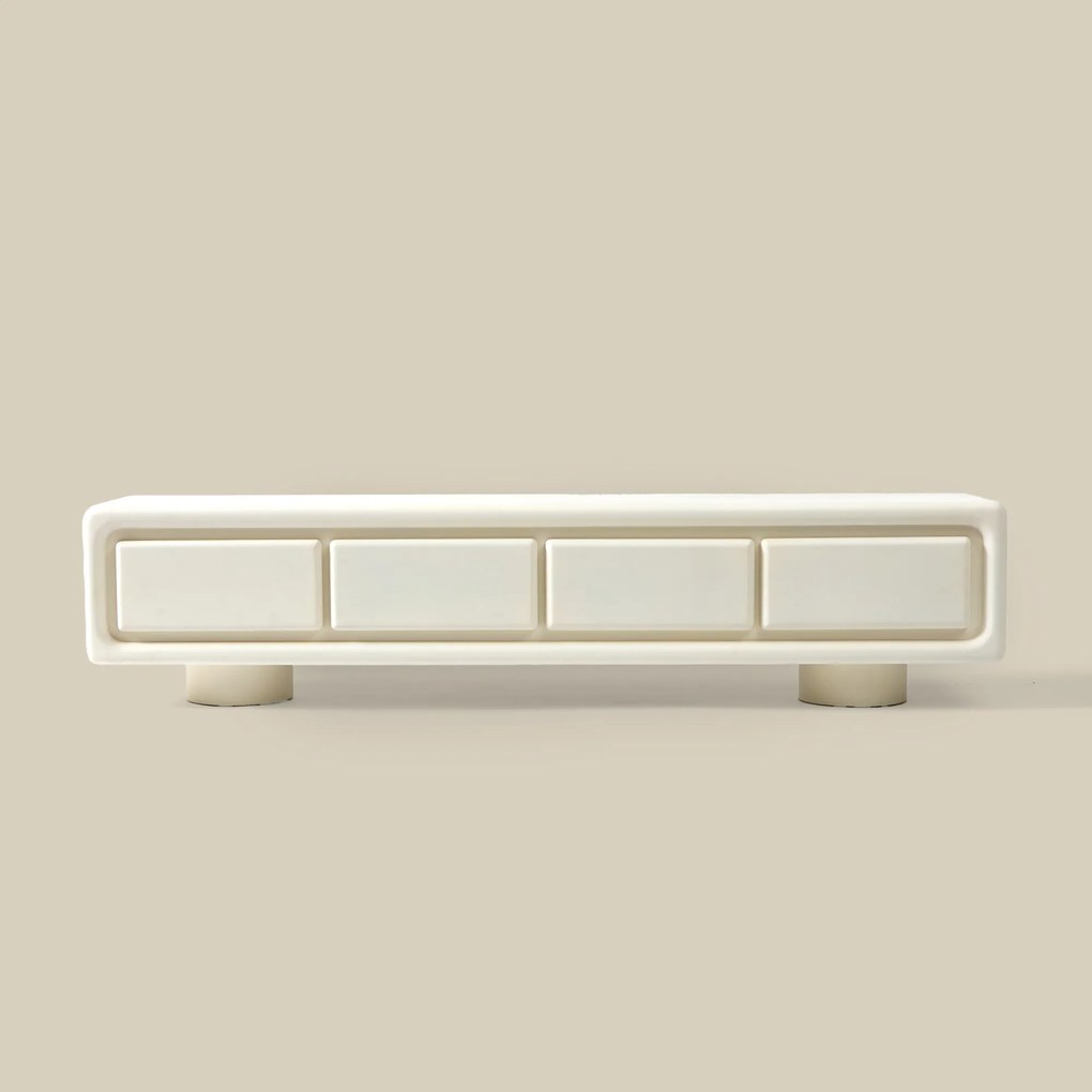 Wit Tv-meubel Organisch Betonlook 200 Cm - 200x40x45cm.
