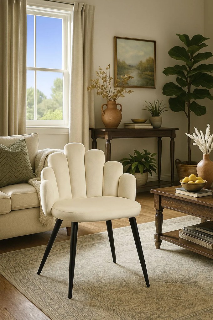 Hand Fluwelen Stoel Zwart Poten