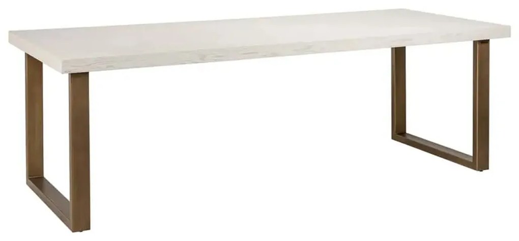 Richmond Interiors Whitebone Witte Visgraat Eettafel Met Messing - 235 X 100cm.