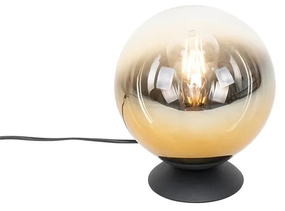 Art Deco tafellamp zwart met goud glas - pallon Art Deco E27 bol / globe / rond Binnenverlichting Lamp