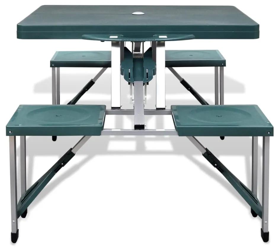vidaXL Campingtafel met vier stoelen extra licht aluminium inklapbaar (groen)