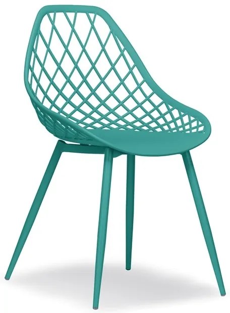 LUGO stoel turquoise - modern, opengewerkt, voor keuken / tuin / café