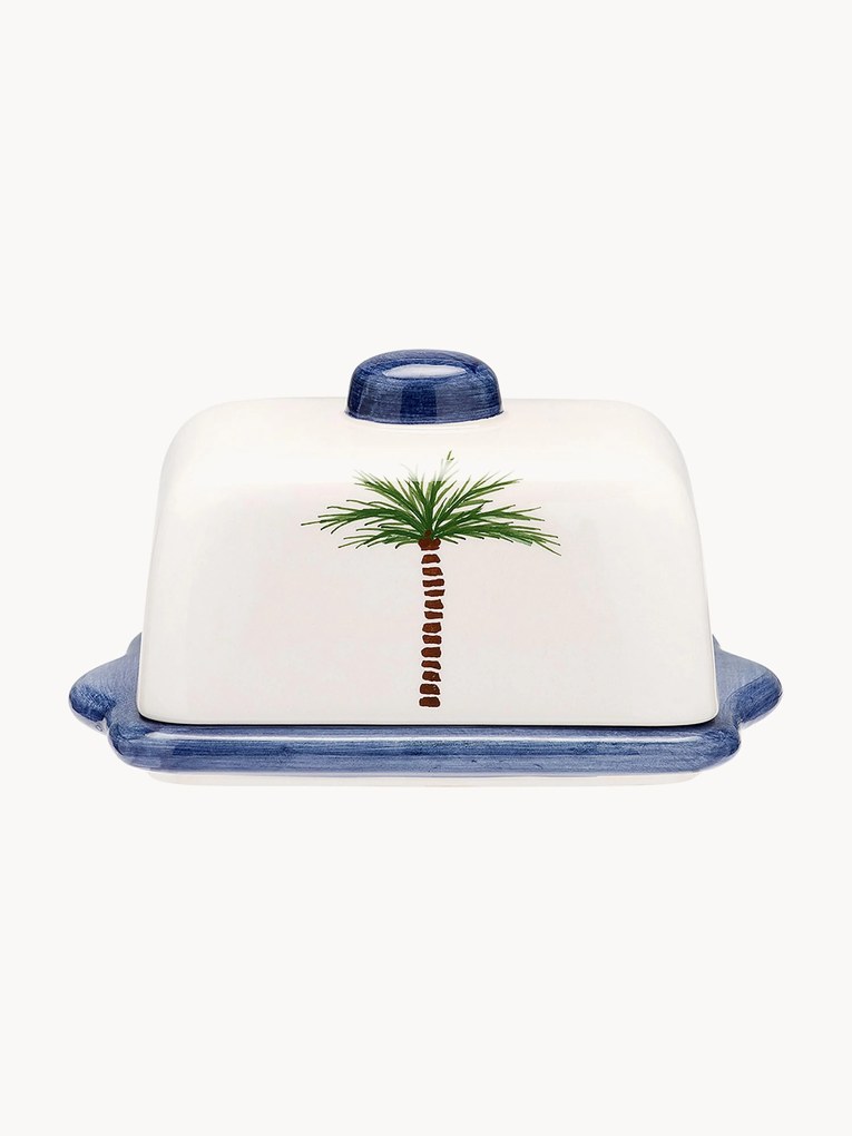 Handbeschilderde botervloot Palm Tree