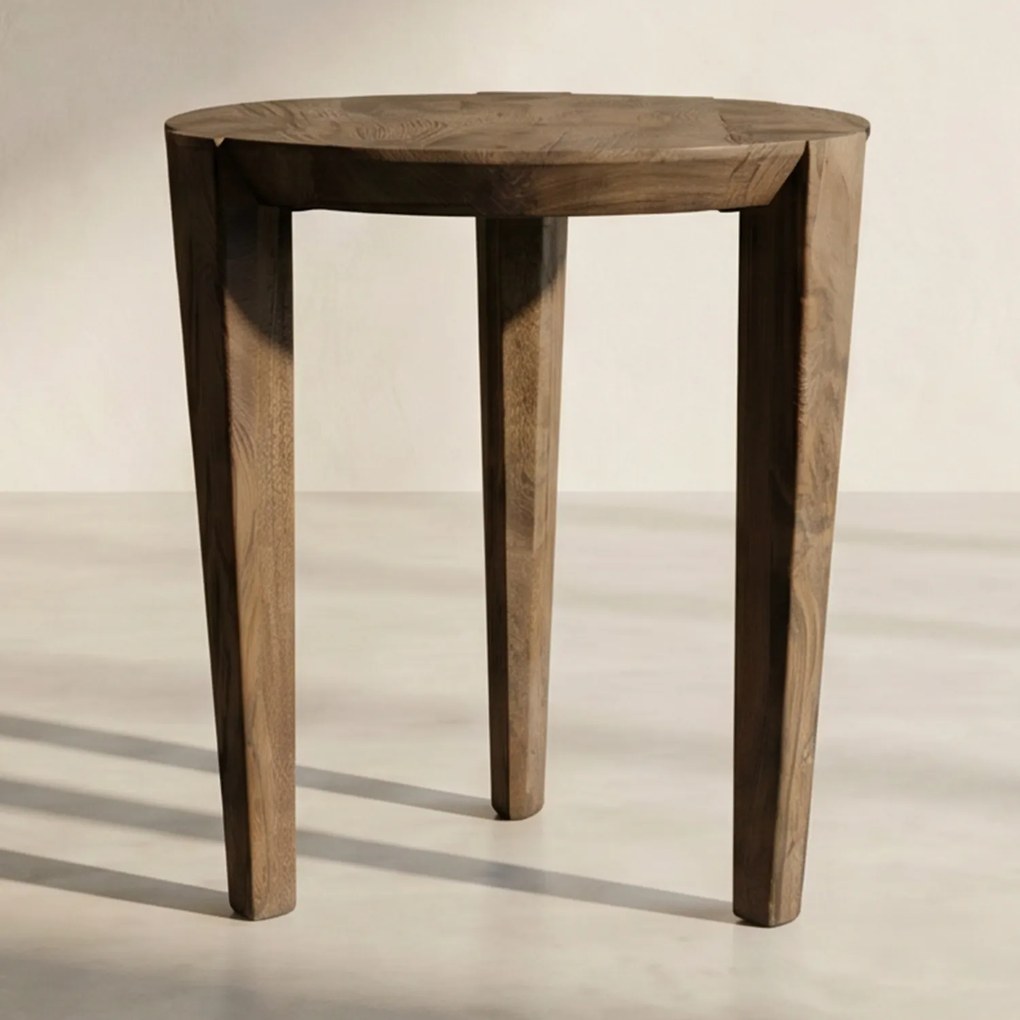 Ronde Bijzettafel Mangohout - 40 X 40cm.