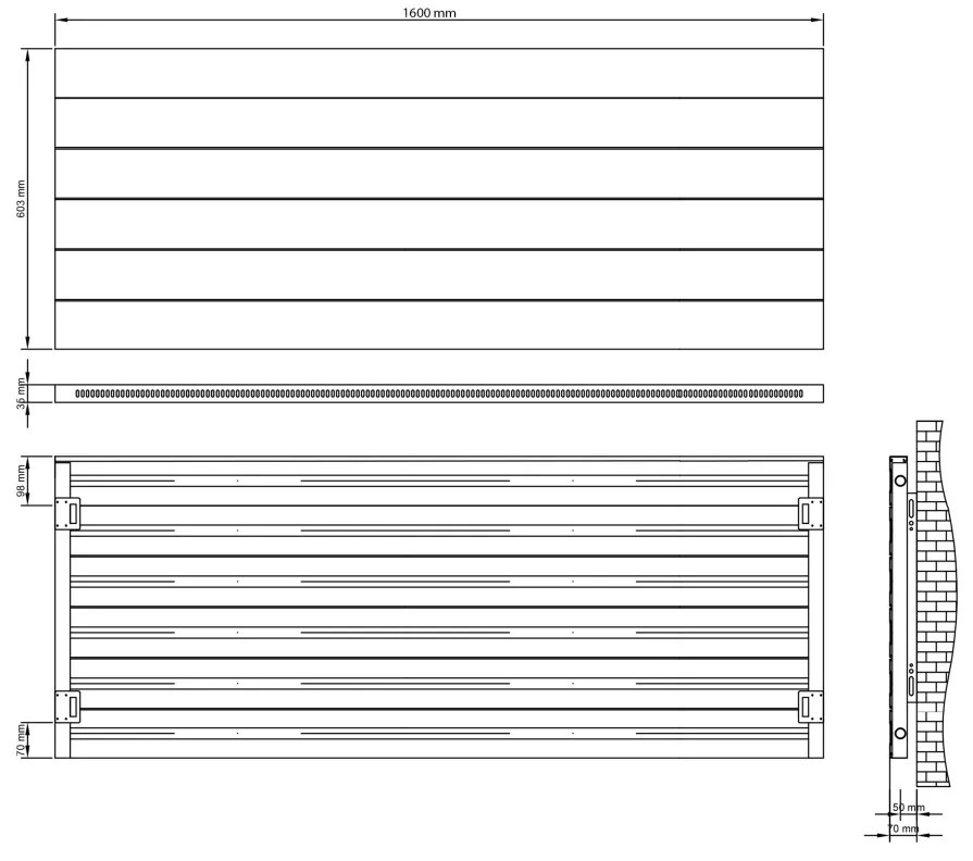 Eastbrook Berkeley radiator 160x60cm aluminium 1077W grijs mat