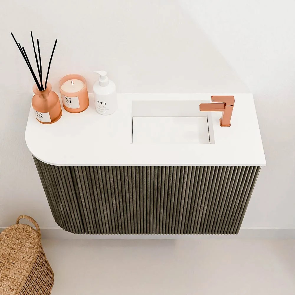 Mondiaz Joya 60cm toiletmeubel ronding links shadow met wastafel faye rechts 1 kraangat talc