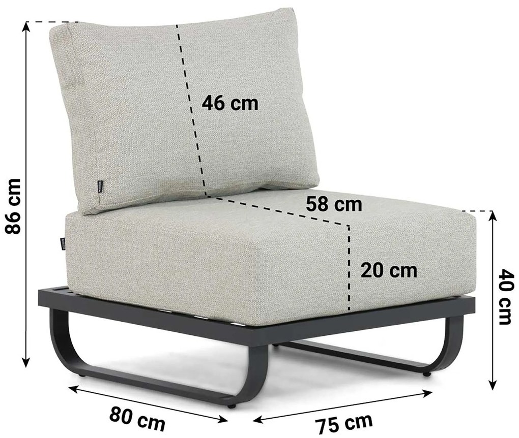 Hoek loungeset 6 personen Aluminium Grijs  Lifestyle Garden Furniture Venice