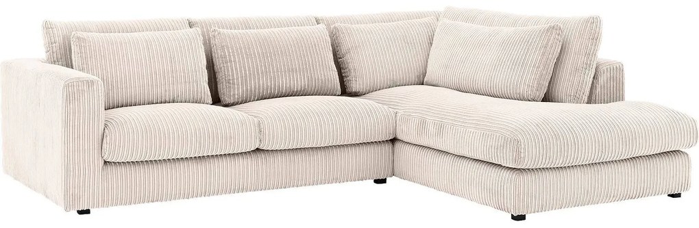 Goossens Bank Ravenia beige, stof, 2,5-zits, stijlvol landelijk met ligelement rechts