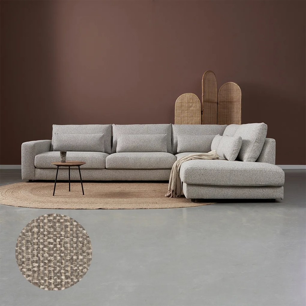 PEPP Interiors Como Grote Hoekbank Met Ottoman Rechts Beige Silencio 19