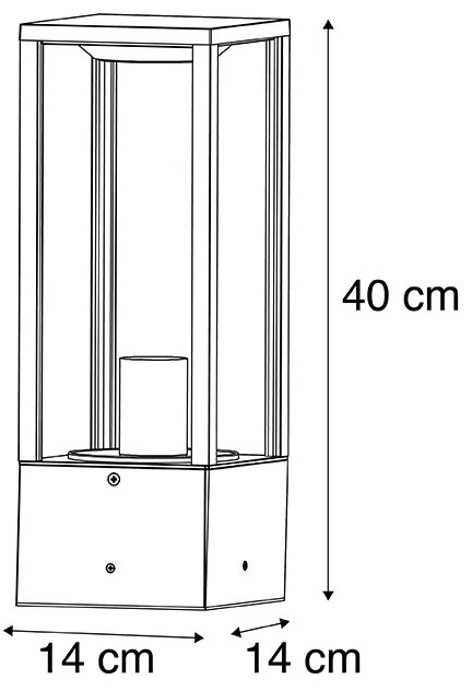 Industriële staande buitenlamp zwart 40 cm IP44 - Charlois Design E27 IP44 Buitenverlichting