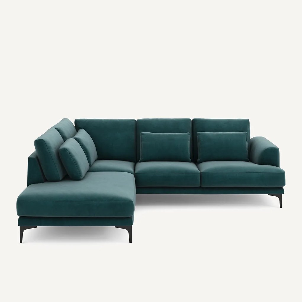 Rechtse hoekbank met leuning in fluweel, Marsile