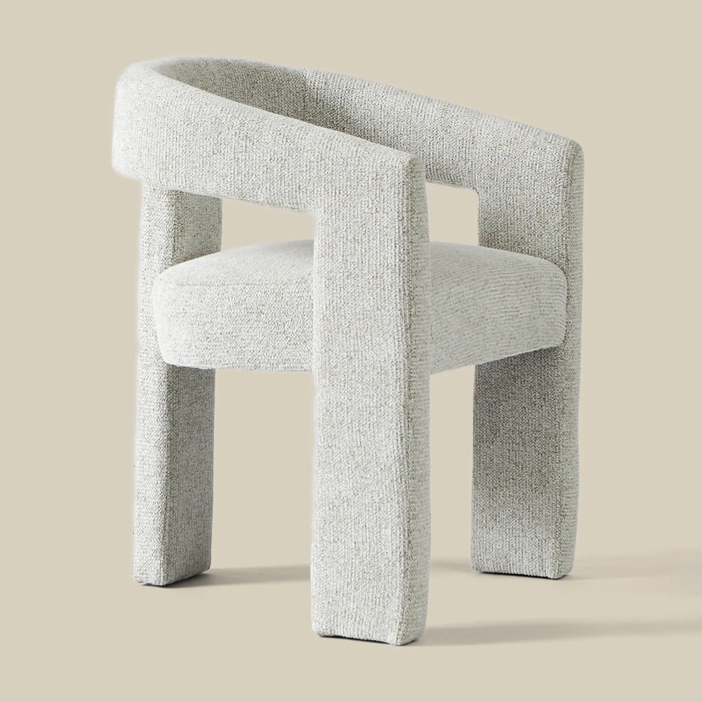 Design Eetkamerstoel Creme Volledig Stof