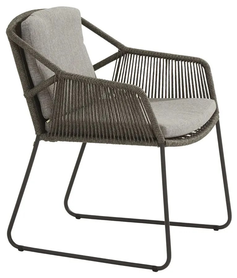 4 Seasons Outdoor Accor eetset mid grey met Louvre teak tafel 240 x 95 cm Tuinset houtkleur weerbestendig