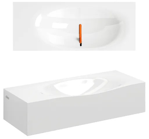 Clou Hammock Fontein - 45x18x11cm - voorbewerkt kraangat links - mineraalsteen - glans wit CL/03.08370