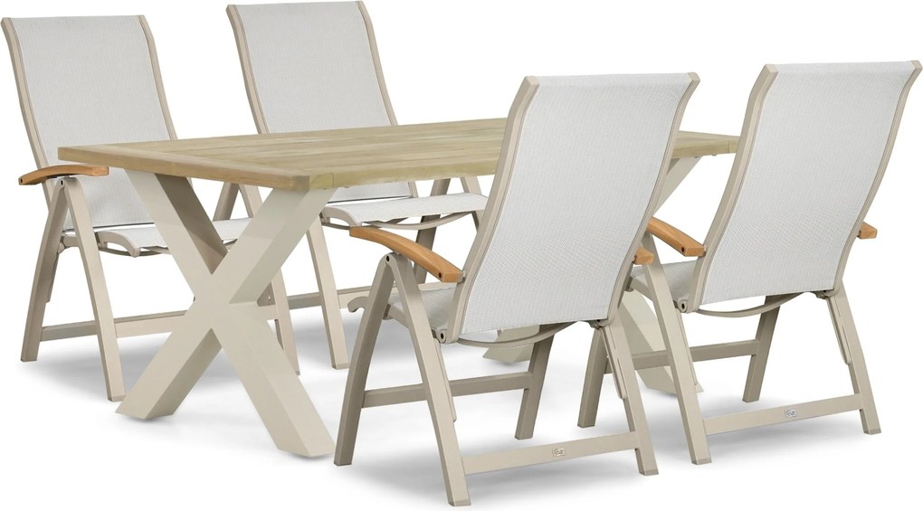 Tuinset 4 personen 180 cm Aluminium Taupe Presto Tarenta/Cardiff
