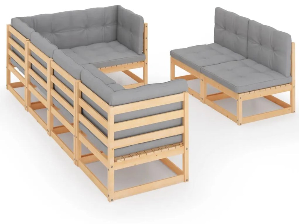 vidaXL 7-delige Loungeset met kussens massief grenenhout