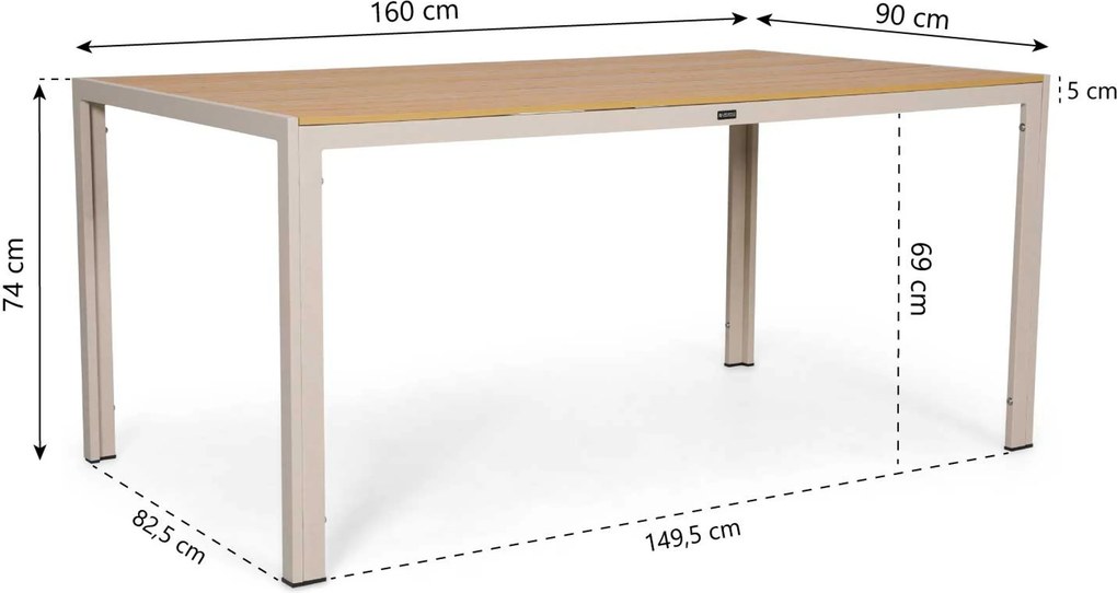 Tuinset 4 personen 160 cm Aluminium Zand/Beige Hartman Alice