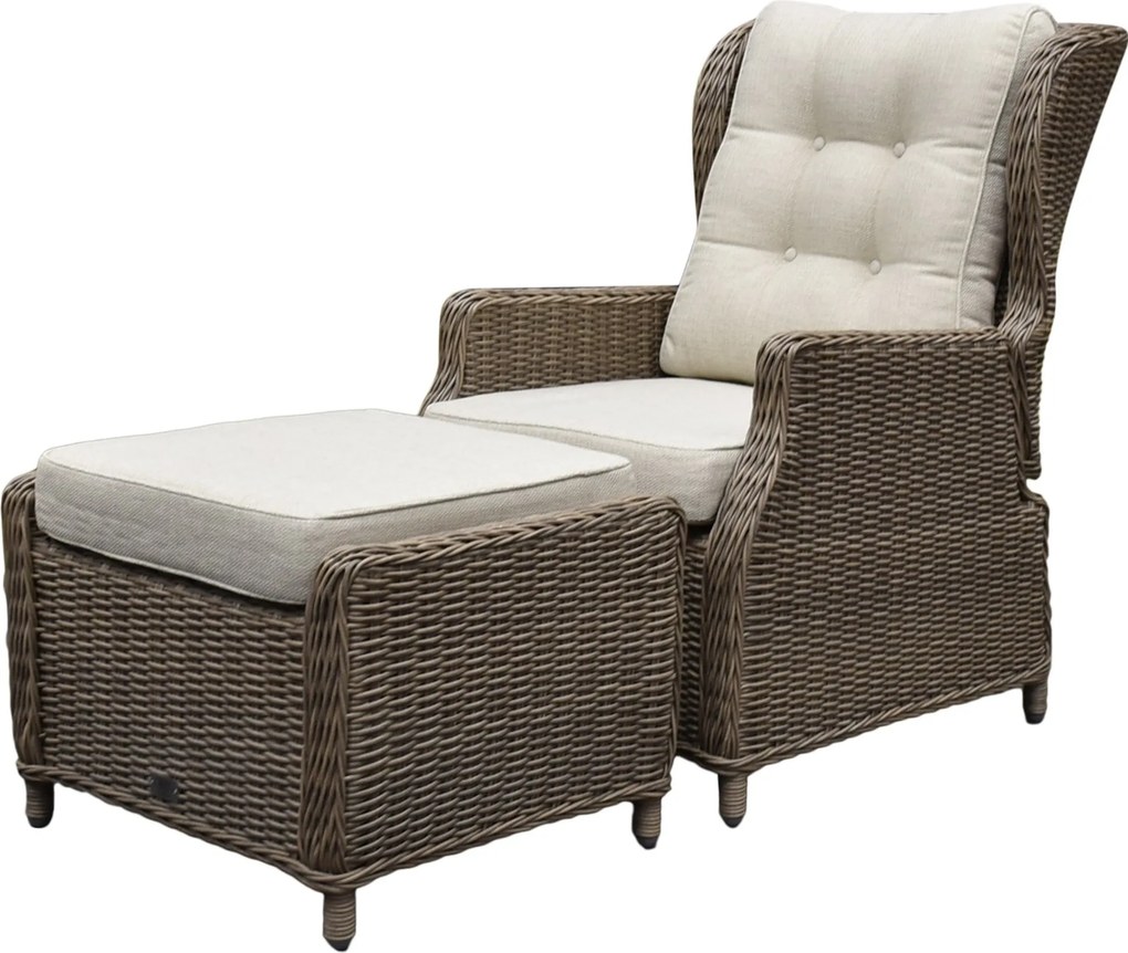 Ibiza lounge banlkonset verstelbaar 2 delig bruin wicker | naturel mixed weave kussen