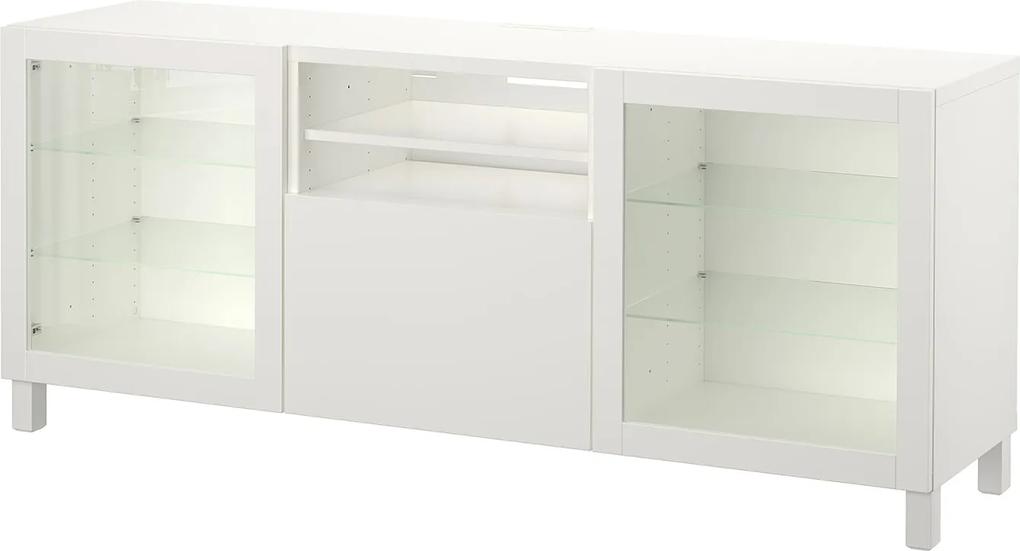 IKEA BESTÅ Tv-meubel met lades 180x40x74 cm Lappviken/sindvik wit helder glas /sindvik wit helder glas - lKEA