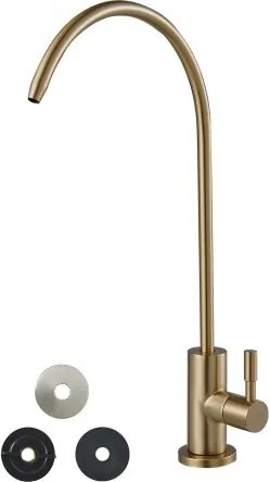 VEVOR RVS kraan Loodvrije drinkwaterkraan, omgekeerde osmose kraan met massief messing klep, filterkraan voor keukengootsteen bar toonbank café geborsteld goud, roestvrij en duurzaam