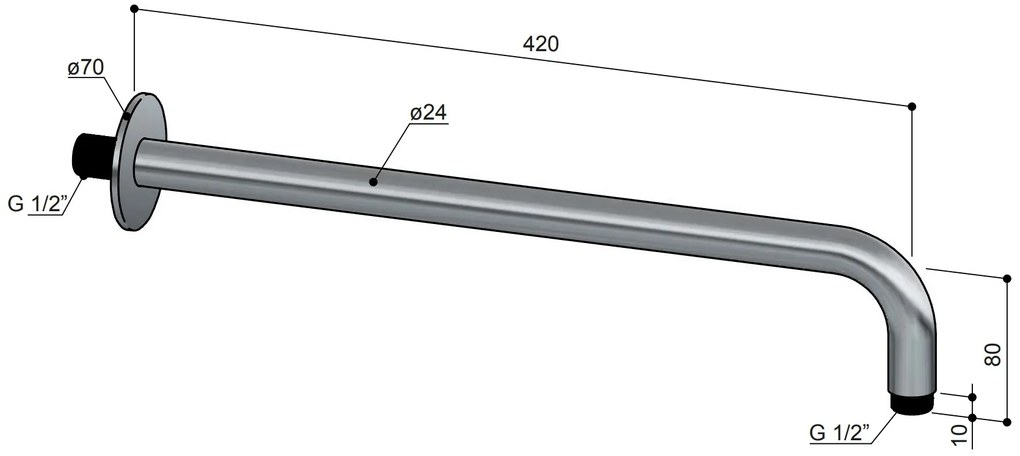 Hotbath ACE wandarm 42cm chroom